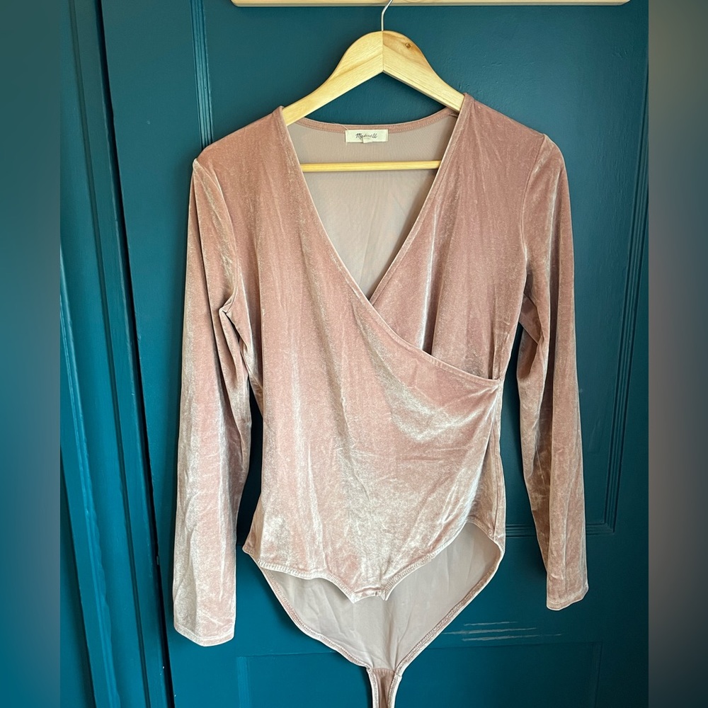 Madewell velvet surplice bodysuit, Size Large